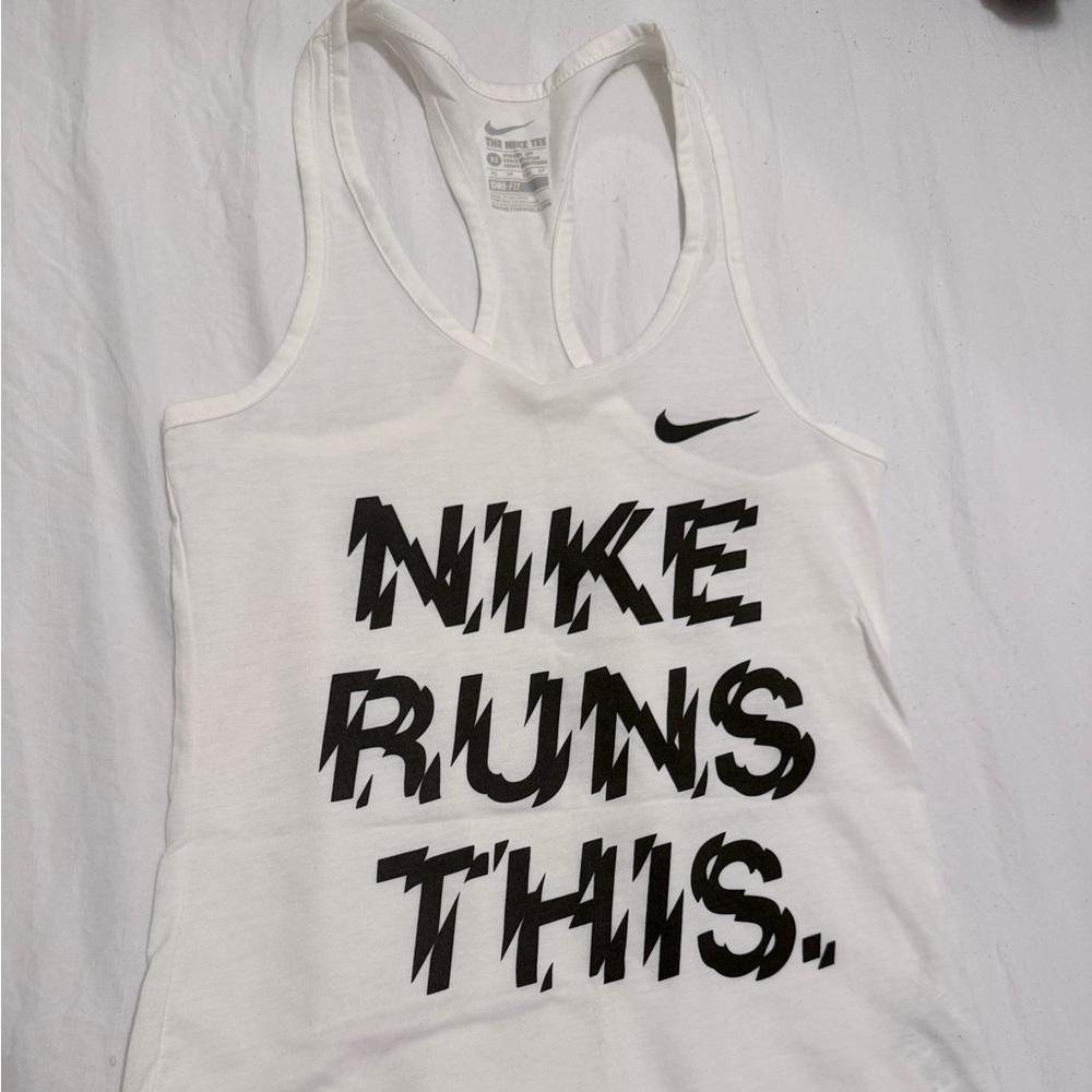 Nike White Dri-FIT The Nike Tee Racerback Tank